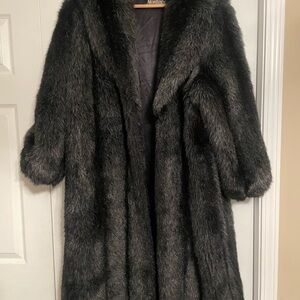 Elegant Black Faux Fur Coat
